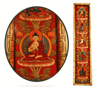 5 Boeddha&apos;s Handbeschilderd Paneel Rood