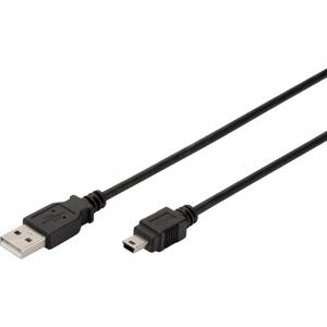 Digitus USB-kabel USB 2.0 USB-A stekker, USB-mini-B stekker 3.00 m Zwart Met OTG-functie AK-300108-030-S