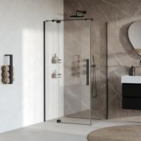 BRAUER Stellar douchecabine met draaideur helder glas 100x80x200 omkeerbaar incl. glascoating mat zwart