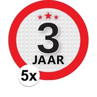 5x 3 Jaar leeftijd stickers rond 9 cm verjaardag versiering   -