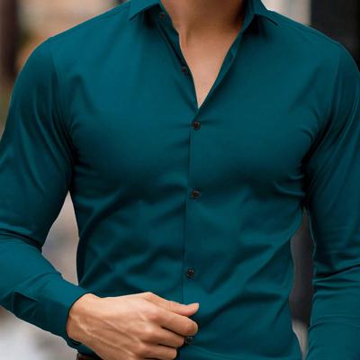 Bon&Bon Men's Casual Long Sleeve Shirt | Black Regular Fit Button Up Dark Green / M