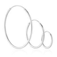 Elenza drie Zilverkleurige Hoepel Oorbellen - 12mm, 20mm, 30mm