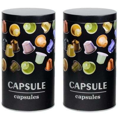 Set van 2x stuks koffie voorraadbussen/bewaarblikken metaal 11 x 19 cm
