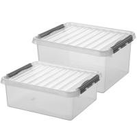 Sunware opbergboxen set - 4x stuks - in 25L en 36L - kunststof - met deksel Sunware opbergboxen set - 4x stuks - in 25L en 36L - kunststof - met deksel