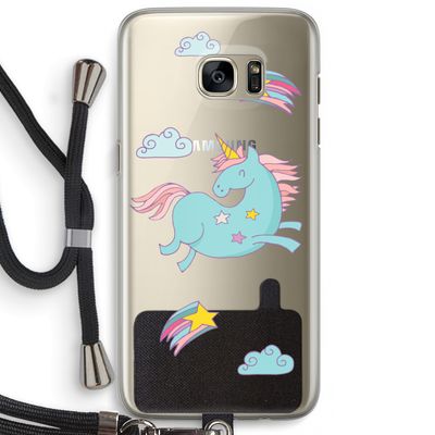 Vliegende eenhoorn: Samsung Galaxy S7 Edge Transparant Hoesje met koord