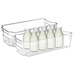 Koelkast/keuken organizer bak - 2x - transparant - kunststof - L31 x B15 x H9 cm - groente lade