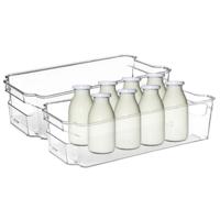 Koelkast/keuken organizer bak - 2x - transparant - kunststof - L31 x B15 x H9 cm - groente lade