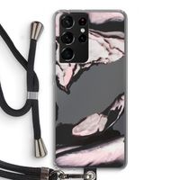 Roze stroom: Samsung Galaxy S21 Ultra Transparant Hoesje met koord