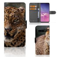 Samsung Galaxy S10 | Telefoonhoesje | Met pasjeshouder | Luipaard