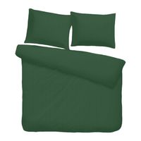 iSleep dekbedovertrek Satijnstreep - Donker Groen - Lits-jumeaux 240x200/220 cm - thumbnail