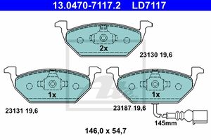 Remmenset, remschijf ATE, Remschijftype: Geventileerd: , Inbouwplaats: Vooras, u.a. für Audi, Skoda, VW, Seat