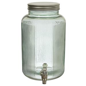 Home Deco Factory Drankdispenser - 5 liter - glas - limonadetap - waterdispenser - groen transparant
