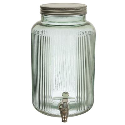 Home Deco Factory Drankdispenser - 5 liter - glas - limonadetap - waterdispenser - groen transparant
