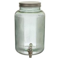 Home Deco Factory Drankdispenser - 5 liter - glas - limonadetap - waterdispenser - groen transparant