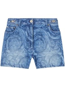 Versace short en coton à patch logo - Bleu
