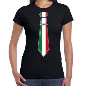 Verkleed T-shirt voor dames - stropdas Italie - zwart - supporter - themafeest