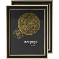 H&S Collection Fotolijstje voor een foto van 15 x 20 cm - 2x - zwart/goud - luxe uitstraling - Fotolijsten - thumbnail