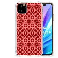 Apple iPhone 11 Pro Max Doorzichtige Silicone Hoesje Batik Rood - thumbnail