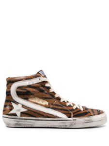 Golden Goose zebra-print high-top sneakers - Marron