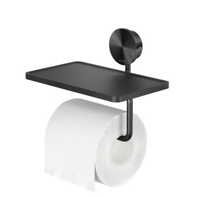 Toiletrolhouder Geesa Opal | Met planchet | Zwart metaal geborsteld