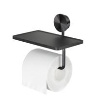 Toiletrolhouder Geesa Opal | Met planchet | Zwart metaal geborsteld