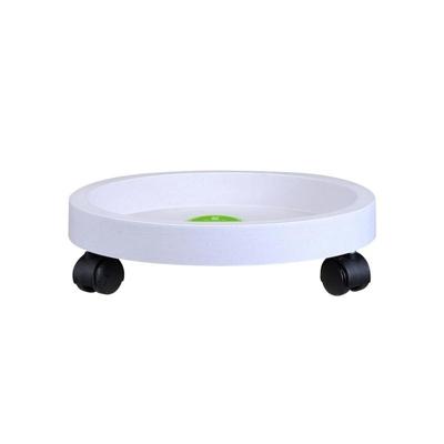 Universele ronde wielen pot tray gemakkelijk bewegende plant pot lade tuin plaat kunststof stand (wit)