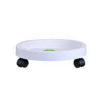 Universele ronde wielen pot tray gemakkelijk bewegende plant pot lade tuin plaat kunststof stand (wit)