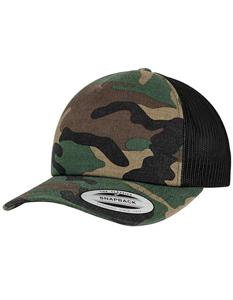 Flexfit FX6606C Camo Trucker Cap - Wood Camo/Black - One Size