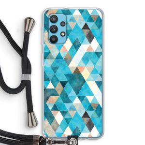 Gekleurde driehoekjes blauw: Samsung Galaxy A32 4G Transparant Hoesje met koord