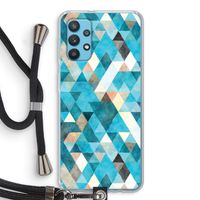 Gekleurde driehoekjes blauw: Samsung Galaxy A32 4G Transparant Hoesje met koord