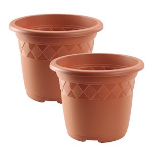 Set van 2x stuks bloempot/plantenpot terra cotta kunststof diameter 40 cm - Plantenpotten