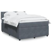 Boxspring met matras fluweel donkergrijs 140x190 cm