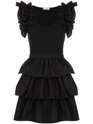 Ulla Johnson robe volantée à manches courtes - Noir