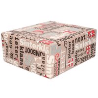 1x Rollen inpakpapier/cadeaupapier Sinterklaas print taupe/rood 2,5 x 0,7 meter 70 grams luxe kwaliteit - Cadeaupapier - thumbnail