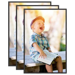 Fotolijsten 3 st voor wand of tafel 21x29,7 cm MDF zwart