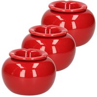 3x stuks terras asbak/stormasbak rond keramiek 16 x 11 cm rood - thumbnail