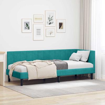 Hoekbedframe met hoofdeinde Turquoise 80 x 200 cm Fluweel