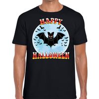 Happy Halloween vleermuis verkleed t-shirt zwart voor heren - thumbnail