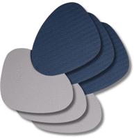 Cookinglife Onderzetters - Vegan leer - Grijs / Blauw - Organic - dubbelzijdig - 13 x 11 cm - 6 stuks