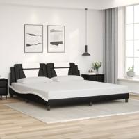 Bedframe "Viana" zonder matras kunstleer zwart en wit 200x200 cm