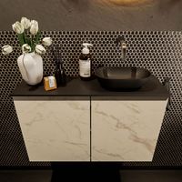 Mondiaz Fowy toiletmeubel 80cm Carrara met blad en waskom urban rechts zonder kraangat