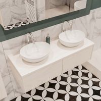 Mondiaz Lush Barco badmeubel underlayment 120 cm 2 lades mdf 2 waskommen beide zijden 2 kraangaten
