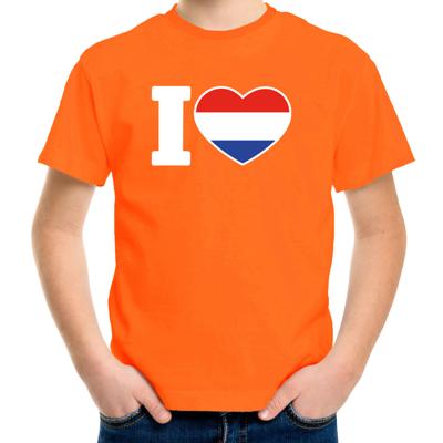 Oranje I love Holland supporters t-shirt - voor kinderen - Koningsdag - Holland - Nederland thema