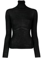 Patrizia Pepe logo-embossed ribbed-knit top - Noir