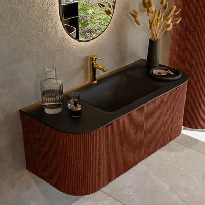 Badmeubel Mondiaz Kurve | 110 cm cm | Meubelkleur Ruby | Wastafelkleur Urban | Solid surface | Wasbak midden spoelbak | 1 kraangat
