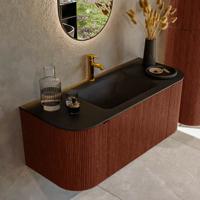 Badmeubel Mondiaz Kurve | 110 cm cm | Meubelkleur Ruby | Wastafelkleur Urban | Solid surface | Wasbak midden spoelbak | 1 kraangat