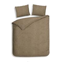 Dekbedovertrek Katoen - Franela - Taupe - Tweepersoons (200x200 Cm) - Taupe Katoen Flanel - Effen - Heckett Lane - Dekbed-Discounter.nl