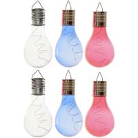 6x Buiten LED wit/blauw/rood peertjes solar verlichting 14 cm