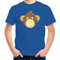 Cartoon aap t-shirt blauw voor jongens en meisjes - Cartoon dieren t-shirts kinderen