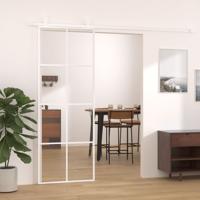 Schuifdeur 76x205 cm ESG-glas en aluminium wit